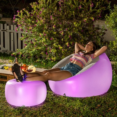 InnovaGoods Chight LED Inflatable Armchair - RGB Remote Control Chair with 16 Color Modes | Waterproof IP67